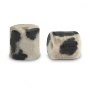 Natural stone beads Dalmatian Stone disc 4x4mm Greige