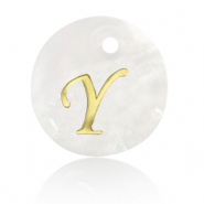 Shell pendants specials letter Y Gold-White (natural colour)