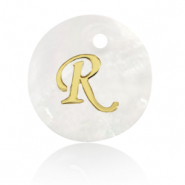 Shell pendants specials letter R Gold-White (natural colour)