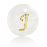 Shell pendants specials letter J Gold-White (natural colour)
