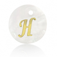 Shell pendants specials letter H Gold-White (natural colour)