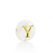 Shell beads letter Y Gold-White (natural colour)