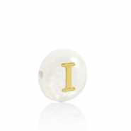 Shell beads letter I Gold-White (natural colour)