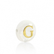 Shell beads letter G Gold-White (natural colour)