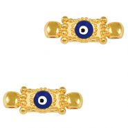 DQ European metal charms connector evil eye Gold-Dark Blue (nickel free)