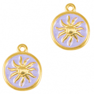 DQ European metal charms sun Gold-Lavender Purple (nickel free)