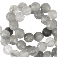 Natural stone beads 8mm faceted polished Iced Grey