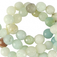 Natural stone beads Chalcedony (Quartz) 8mm faceted polished Multicolour Turquoise Blue