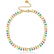 Stainless steel anklets chain enamel Gold-Multicolour