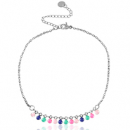 Stainless steel anklets chain enamel Silver-Multicolour