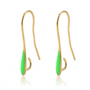 DQ European metal findings earrings Gold-Neon Green (nickel free)