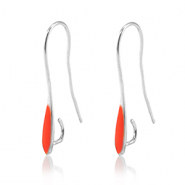 DQ European metal findings earrings Antique Silver-Red (nickel free)