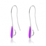 DQ European metal findings earrings Antique Silver-Purple (nickel free)