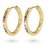 Stainless steel earrings creole cubic zirconia 21mm Gold