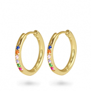 Stainless steel earrings creole cubic zirconia 11mm Gold
