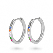 Stainless steel earrings creole cubic zirconia 11mm Silver