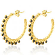 Stainless steel earrings creole 30mm Gold-Black