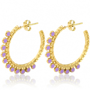 Stainless steel earrings creole 30mm Gold-Purple