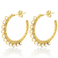 Stainless steel earrings creole 30mm Gold-White