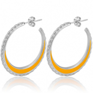 Stainless steel earrings creole 30mm Silver-Orange