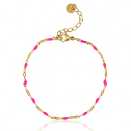 Stainless steel bracelets Neon Fuchsia Pink-Gold