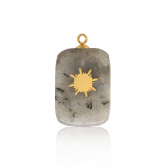 Stainless steel charms rectangle sun Gold-Grey
