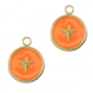 Stainless steel charms star Gold-Neon orange