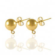 Stainless steel earrings / earpins with loop 6mm Gold