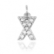Brass TQ metal charms initial X Silver