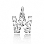 Brass TQ metal charms initial W Silver