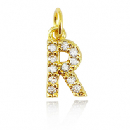 Brass TQ metal charms initial R Gold