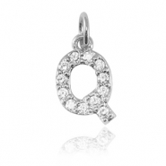 Brass TQ metal charms initial Q Silver