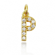 Brass TQ metal charms initial P Gold