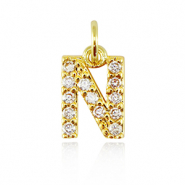 Brass TQ metal charms initial N Gold