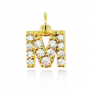 Brass TQ metal charms initial M Gold