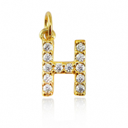 Brass TQ metal charms initial H Gold