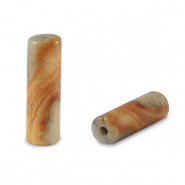Natural stone beads Marble tubes Light Brown-Rust Red