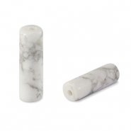 Natural stone beads magnesite tubes White Marble
