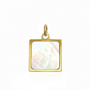 Stainless steel charms shell square Gold-White (natural colour)