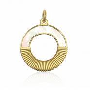 Stainless steel charms shell 15mm Gold-White (natural colour)