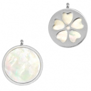 Stainless steel charms shell flower Silver-White (natural colour)