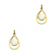 Stainless steel charms shell drop Gold-White (natural colour)