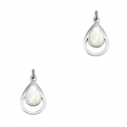 Stainless steel charms shell drop Silver-White (natural colour)