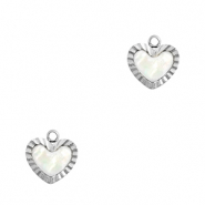 Stainless steel charms shell heart Silver-White (natural colour)