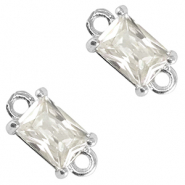 Crystal glass connectors rectangle Crystal-Silver