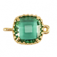 Crystal glass connectors square Emerald Green-Gold