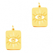Stainless steel charms eye of providence rectangle Gold