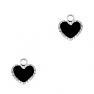 Stainless steel charms heart Silver-Black