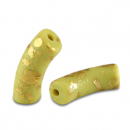 Acrylic beads tube matt Lime Green-Gold
