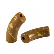 Acrylic beads tube shiny Brown-Gold